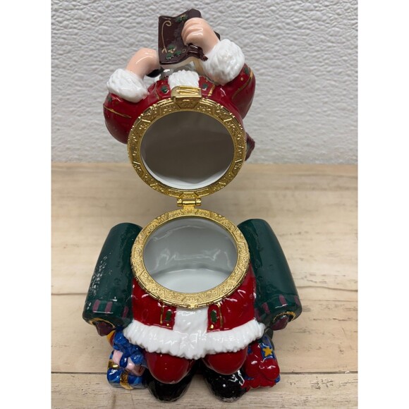 Traditions Hand Painted Porcelain Decorative Trinket Box Santa Claus - Picture 8 of 16